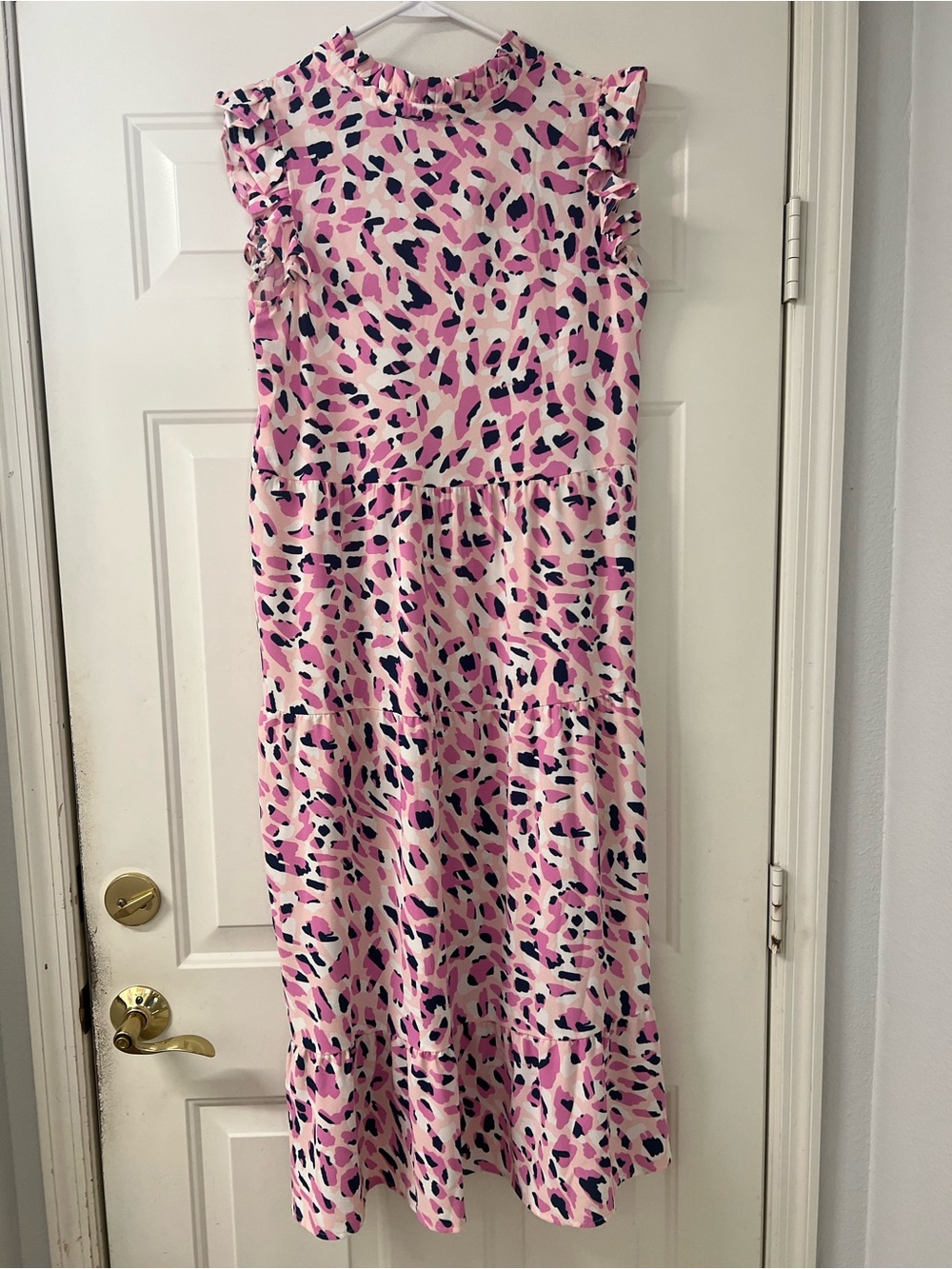 Mud Pie Pink & Navy Abstract Leopard Print Blouse